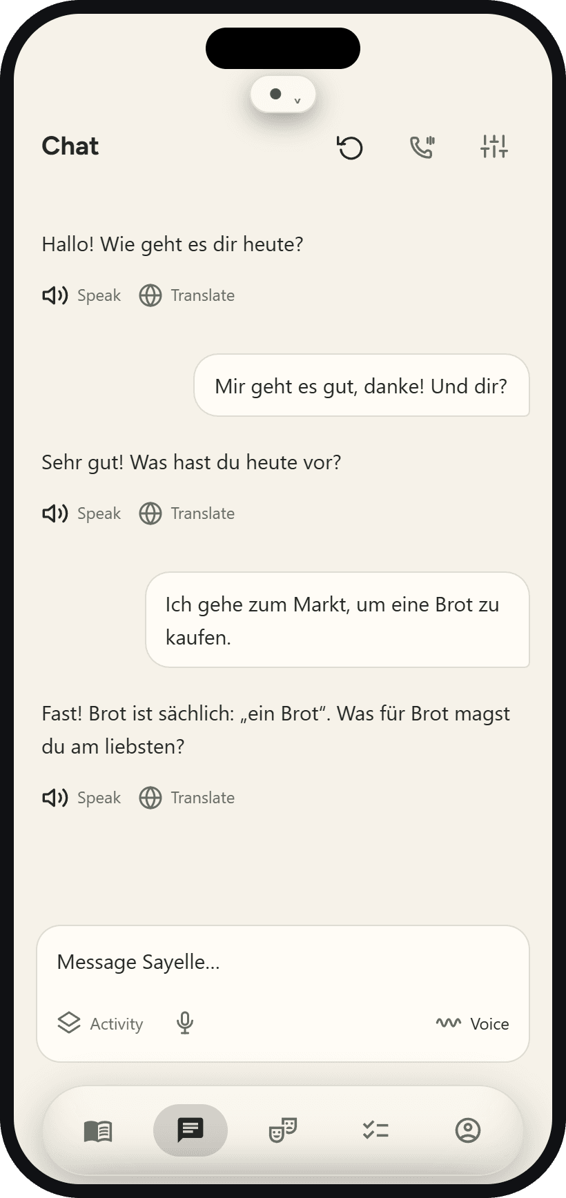 Sayelle chat with a German tutor