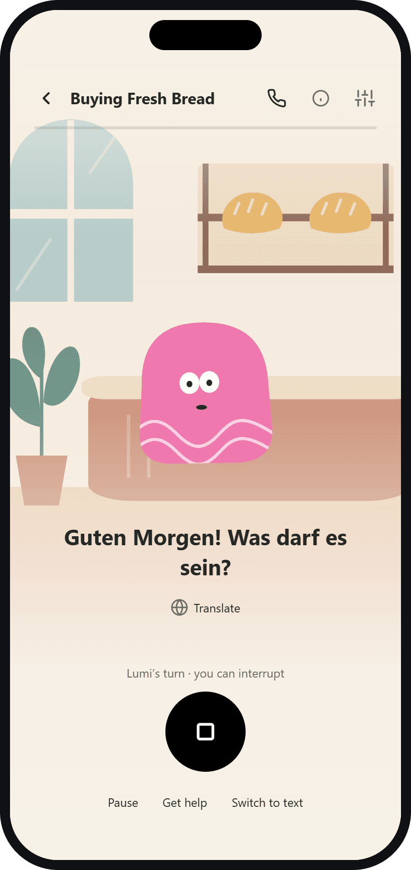 Sayelle bakery scenario in German