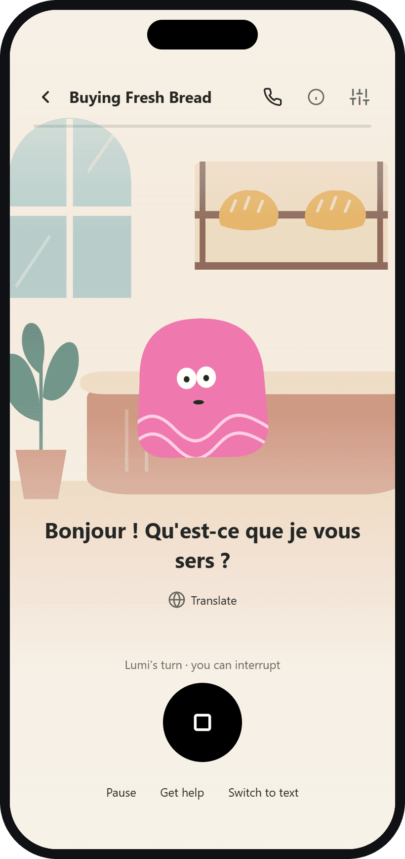 Sayelle bakery scenario in French